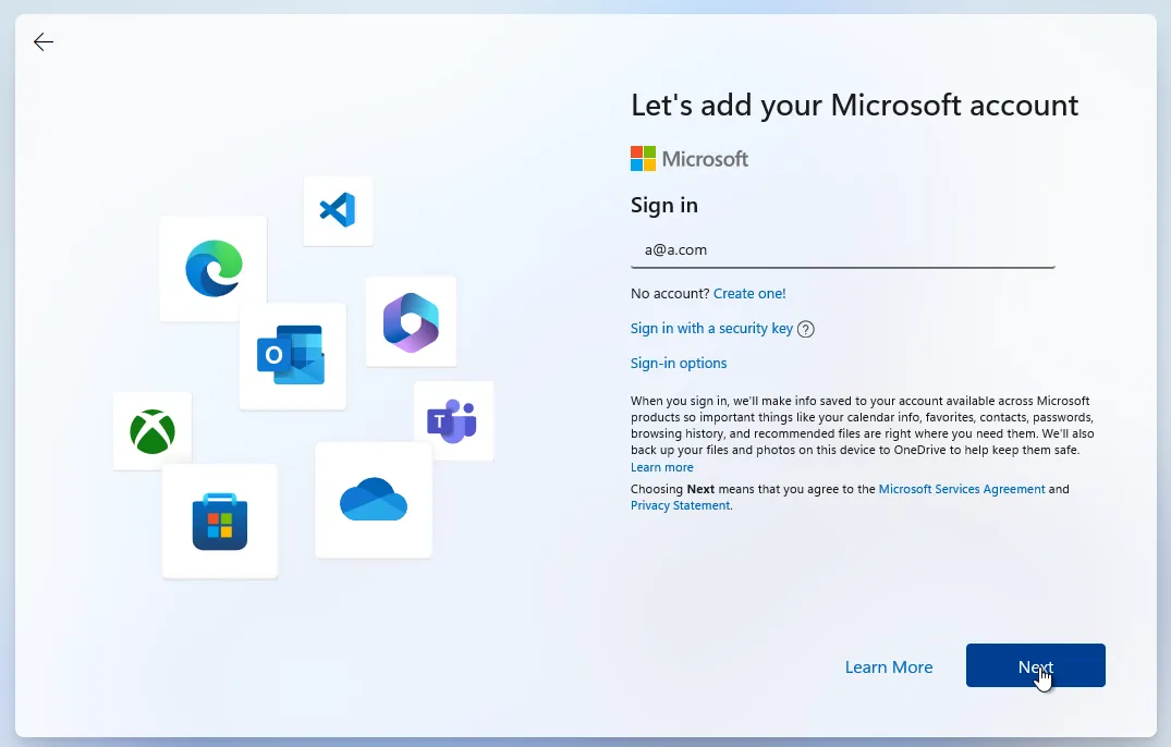 Requires Microsoft account