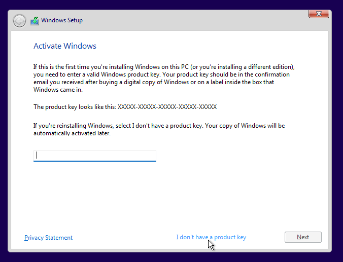 Providing a product key